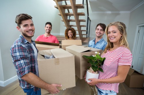 Packed household items ready for transport during a West Hampstead removal